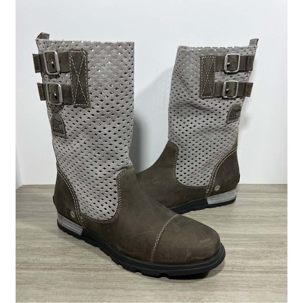 Sorel Major Pull On Boot Brown Leather Perforated Womens Sz 8 - Picture 1 of 9